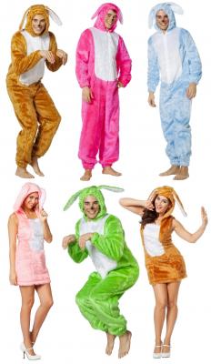 L3300055 hell-rosa Herren Hase Hasen-Overall Hasen-Kostüm Plüsch - 1