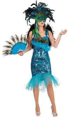 O9231 Damen Pfauen Kostüm Kleid - 0