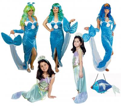 K31250611 türkis-weiß Damen Meerjungfraukostüm Wassernixe - 3