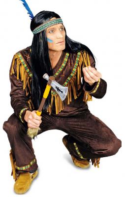 K31250689 braun Herren Indianer Kostüm Häuptling Indianerhäuptling - 0