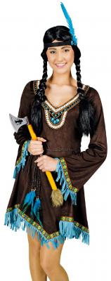 K31250688 braun-türkis Damen Indianer Kostüm-Kleid - 0