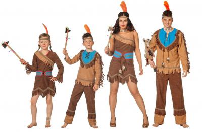 L3102430 braun-türkis Kinder Indianerkleid Squawkleid - 1