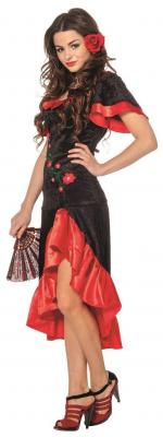 L3201090-A schwarz-rot Damen Spanierin Flamenco Kostüm - 1