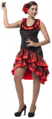 L3200210 schwarz-rot Damen Spanierin Flamenco Kleid - 0
