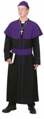 O7048 Kardinal schwarz-lila Herren Gewand Kostüm - 0