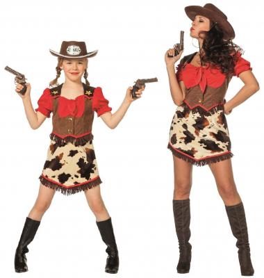 L3202450 rot-braun Damen Cowgirlkleid Saloon Kleid - 3