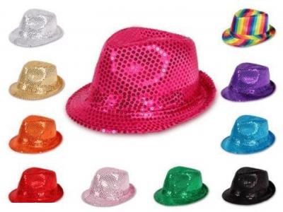 O23115 Trilby Pailletten Hut Glitzerhut Partyhut