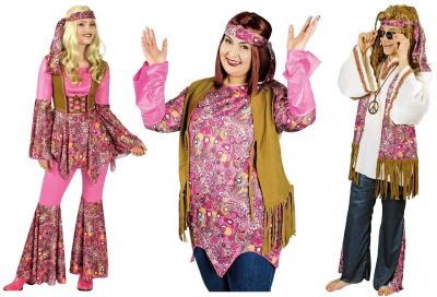 K31250771 pink-braun Damen Hippie Kostüm California 3 tlg. - 1