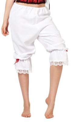 W4117 weiß Damen Schlafhose Rüschenhose - 0