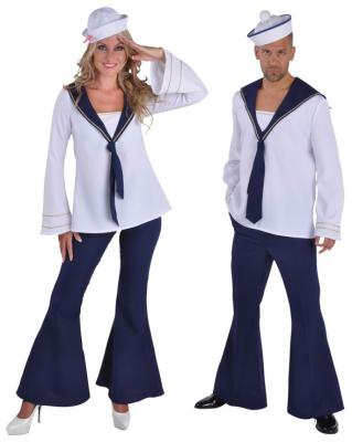 M212165 weiß-blau Damen Matrose-Matrosin Oberteil Hose - 1