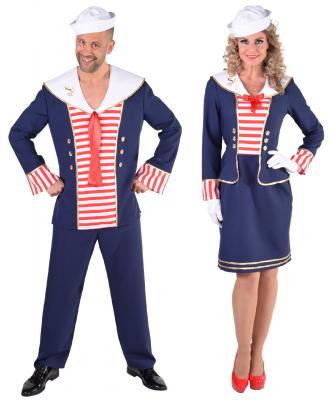 M217168 blau Damen Matrosen-Mariene Kostüm-Kleid - 1