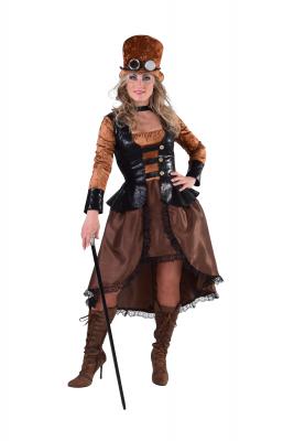 M216179 schwarz-braun Damen Steampunk Piraten Kostüm