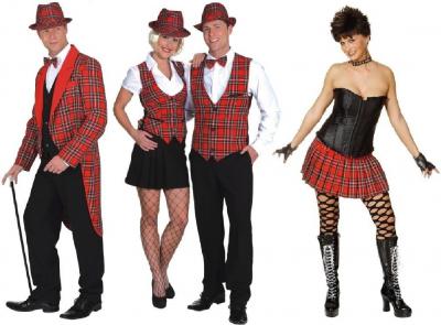 O7444 Herren Karo-Frack rot-kariert Schottenfrack - 1