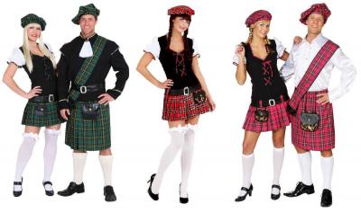 O9423 pink-kariert Damen Schottenkostüm Schottin - 1