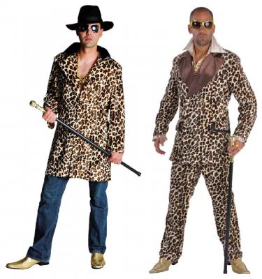 M212208 Herren Gangster-Prollo Anzug-Kostüm Leoparden Look - 1