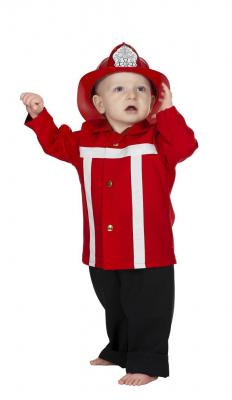 W3903 rot-schwarz Baby Feuerwehrkostüm Kleinkinderkostüm - 0