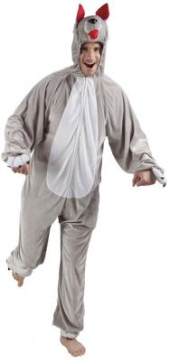 B88038 grau-weiß Kinder Junge Mädchen Damen Herren Wolf Overall Kostüm - 2