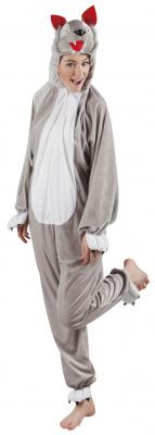 B88038 grau-weiß Kinder Junge Mädchen Damen Herren Wolf Overall Kostüm - 3