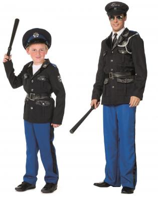 L3101230 Kinder Polizist blau-schwarz Polizeikostüm - 1