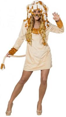 O9905 beige Sexy Damen Löwin Löwe Löwen Kleid Kostüm - 0
