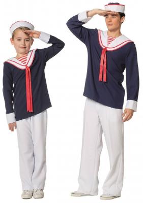 L3300240 blau-weiß Herren Matrose Marienekostüm - 1
