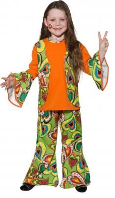 O5104 Hippie Mädchen Flowerpowerkostüm Hippykostüm - 0