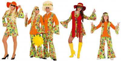 O5104 Hippie Mädchen Flowerpowerkostüm Hippykostüm - 1