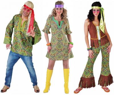 M214128-A grün-braun Damen Hippyhostüm Partykostüm - 1