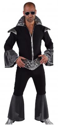 M216225 schwarz-silber Herren Disco Anzug Partykostüm Disco King - 0