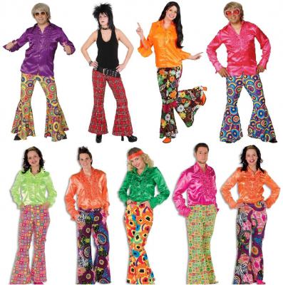 O7332 Crazy pink-blau Herren Schlaghose Discohose - 1