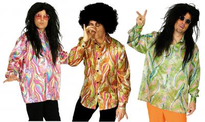 K31292403-A pink-bunt Herren Hippie Hemd Discohemd - 1