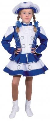 O664 Funkenkostüm Kinder-Mädchen blau-weiß mit Silberborte - 0