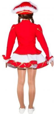 O665 Funkenkostüm Kinder-Mädchen rot-weiß mit Goldborte - 1