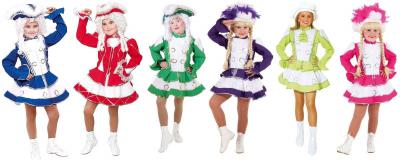 O665 Funkenkostüm Kinder-Mädchen rot-weiß mit Goldborte - 4