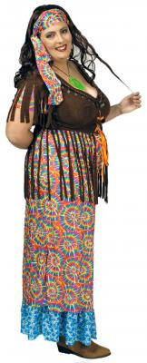 K31472312 Damen Hippy Kleid lang Hippykostüm - 1