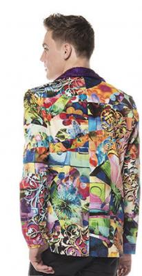 L3302074 Herren Jacket lila-bunt Discojacke Hippiejacke - 1