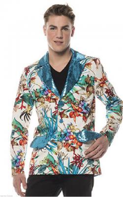 L3302073 Herren Jackett türkis-bunt Discojacke Hippiejacke - 0