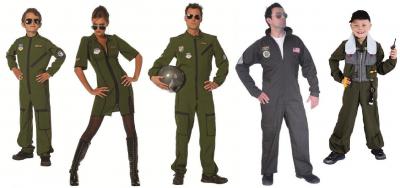 W4106 grün Damen Piloten-Flieger Kleid Kampfpilotin - 1