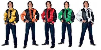 L3300664-A schwarz-weiß Herren Rüschen Hemd Discohemd - 1