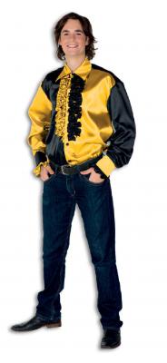 L3300660-A schwarz-gelb Herren Rüschen Hemd Discohemd