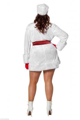 W4566 weiß-rot Damen Russenkleid Russenkostüm Kosakenkleid - 2