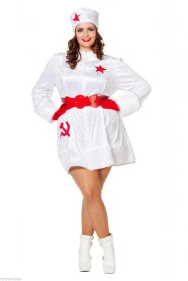 W4566 weiß-rot Damen Russenkleid Russenkostüm Kosakenkleid - 3