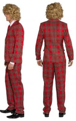 O7713 karo-rot Herren Anzug Karoanzug Partyanzug - 1