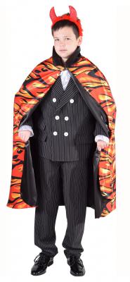 M217010-140-A schwarz-flammen Kinder Vampirumhang Teufelsumhang Kape Gr.140 - 1