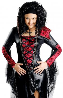 K31250591 schwarz-rot Damen Vampierkleid Hexenkleid - 1