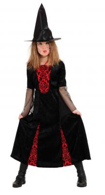 O5083 schwarz-rot Kinder Vampirkleid Hexenkleid - 0