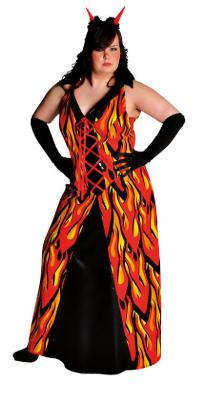 M210130 rot-gelb-schwarz Damen Flammenkleid Teufelkleid - 2