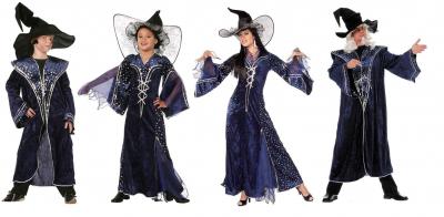 W3548 blau Mädchen Zaubererkostüm Halloweenkostüm - 1