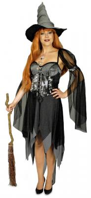 K31250409 schwarz-grau Damen Hexenkleid Vampirkleid - 0