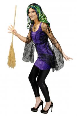 K31250227 schwarz-lila Damen Hexenkleid Halloweenkleid - 1